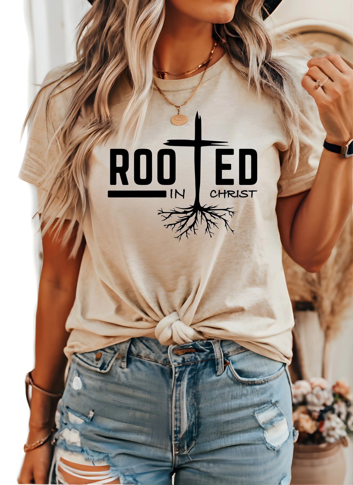 Rooted in Christ - Christian Woman's Shirt